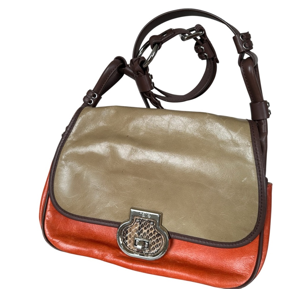Two-Tone Leather Shoulder Bag